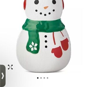Macy's Festive Snowman Decor with Green Scarf and Red Mittens